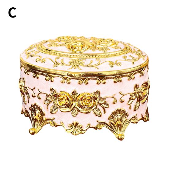 Эмалированная шкатулка для хранения драгоценностей, металлический органайзер для ювелирных изделий с розовым узором для спальни