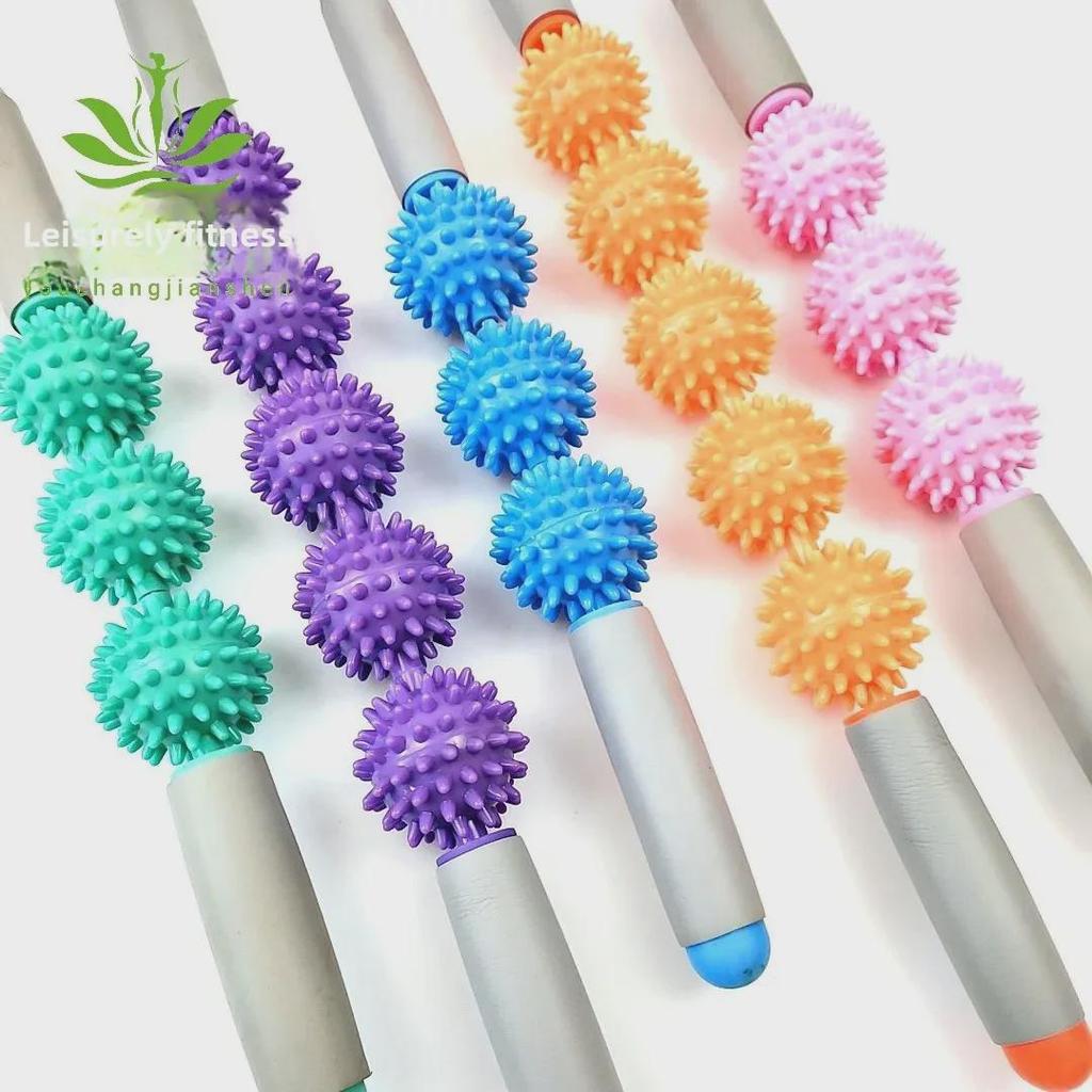 Массажный ролик «Ежик»: Йога-фитнес-палка с шипами для расслабления мышц (Варианты с 3 или 5 мячами)