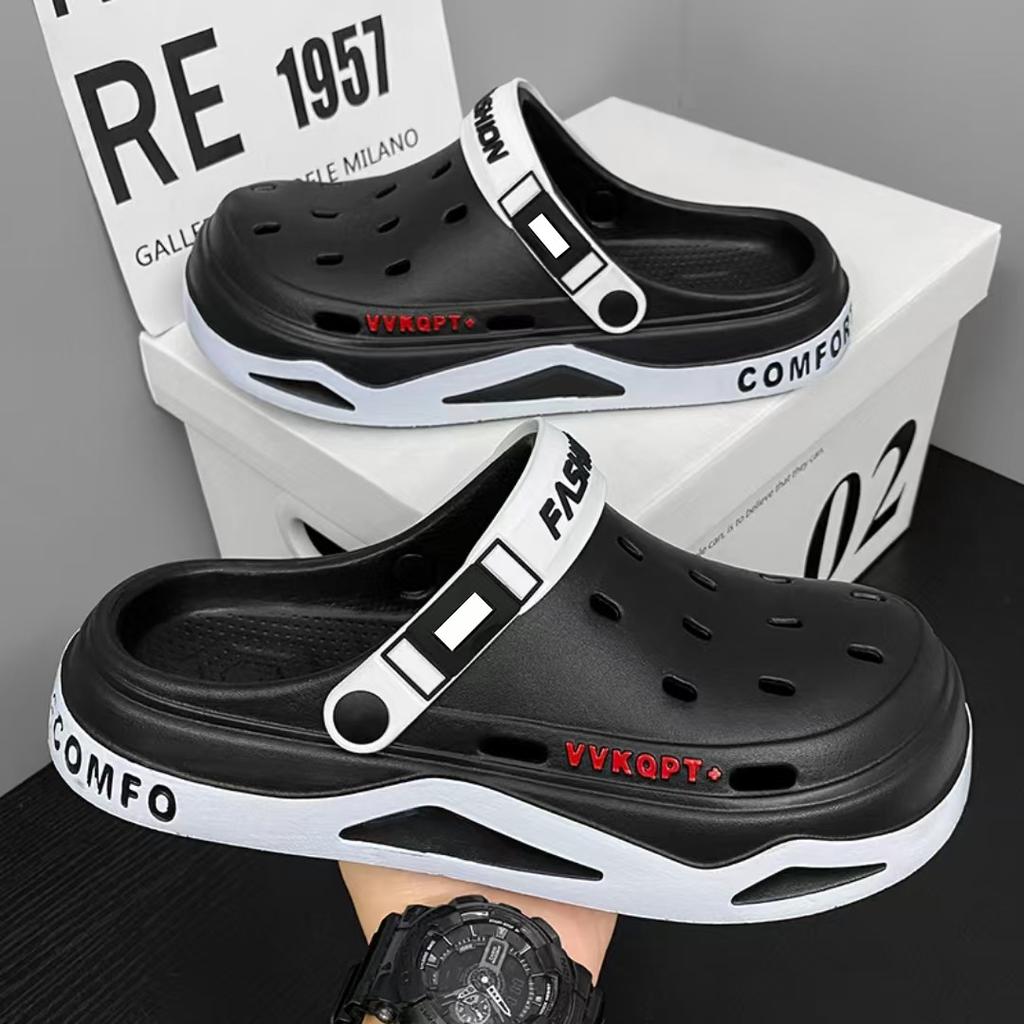 Мужские сандалии, летние дышащие, легкие, с мягкой подошвой, туфли с отверстиями баотоу, шлепанцы, пляжная обувь двойного назначения