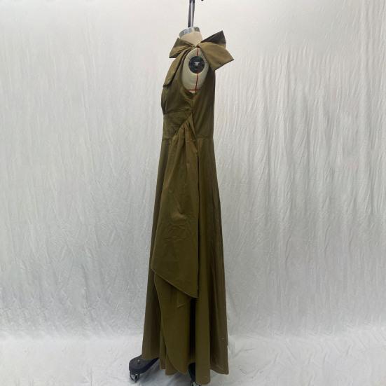 Женское вечернее платье с высоким разрезом на одно плечо без рукавов, плиссированное, с высокой талией, нестандартное, чистого цвета, коктейльное, свадебное, банкетное, макси-платье, бальное платье