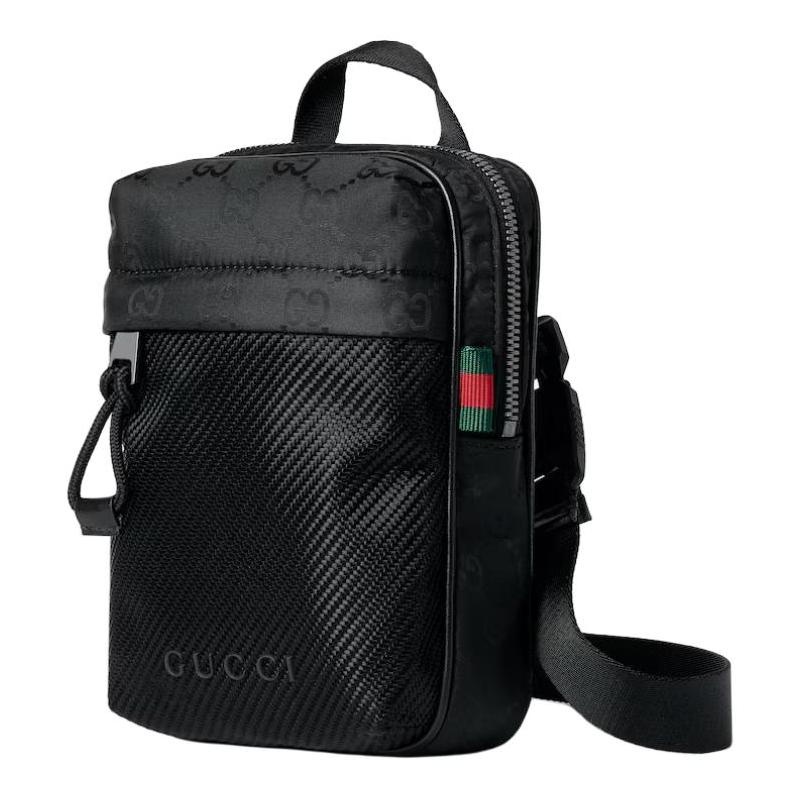 Gucci Tonal logo, red and green webbing details, nylon chest bag, mini, men's black