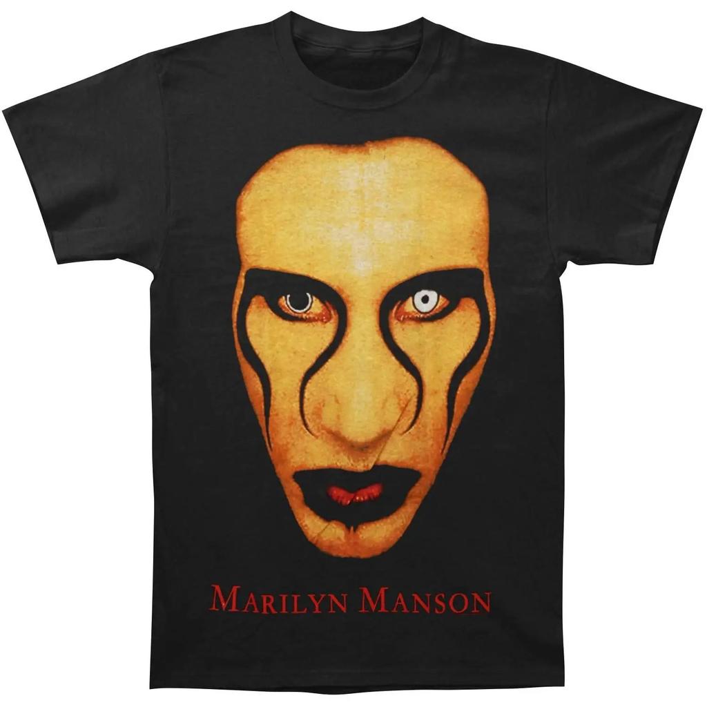 Marilyn Manson Группа Psychic Horns графика 2026 Футболка Хлопок Унисекс Мужская Женская Футболка Y2k Оверсайз Винтажная Футболка Подарки для Фанатов