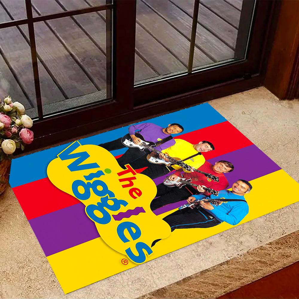 The Wiggles Band Performance Themed Anti-Slip Rugs - Polyester Home Decor, Suitable for Bedrooms, Living Rooms, Doorways, Studios, and Decorations