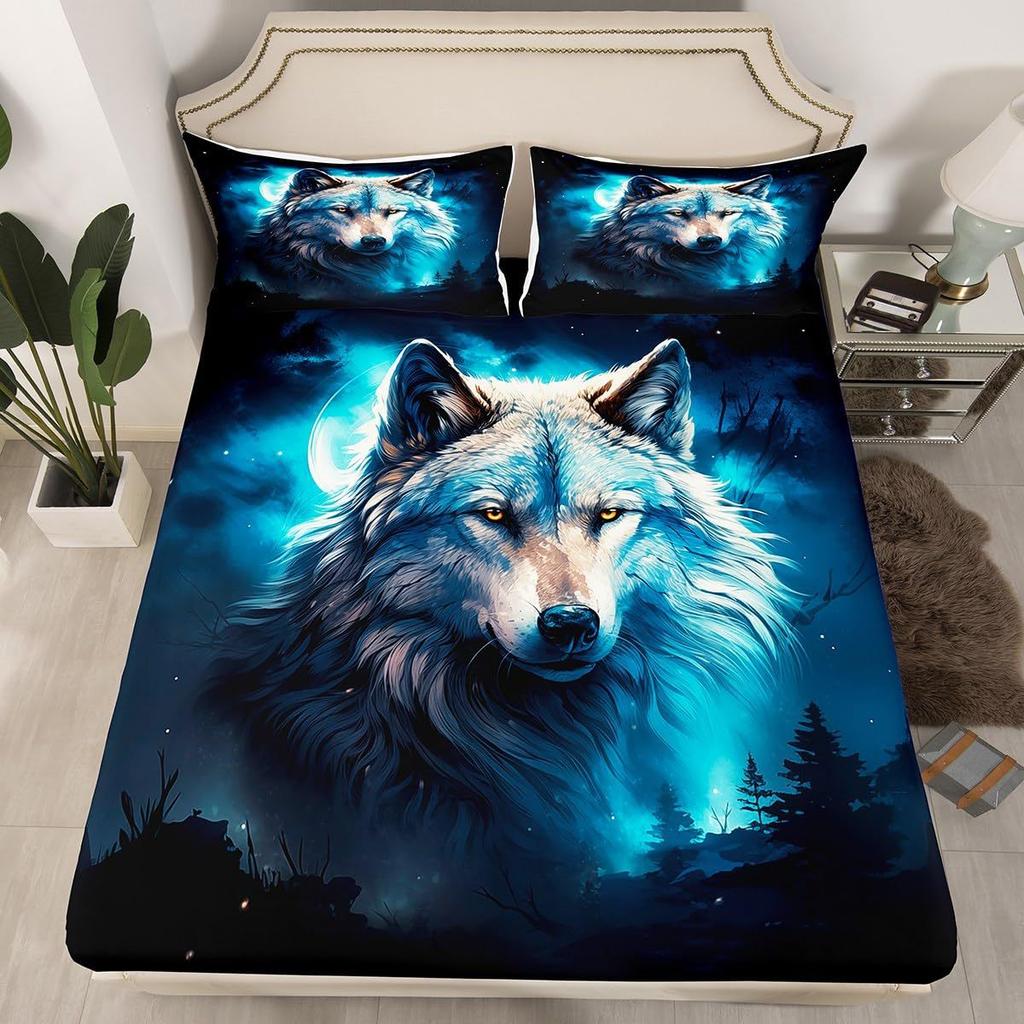 Матрас с рисунком льва, трехпредметный, цифровая печать, для пары, черный, золотой, корона, покрывало, постельное белье