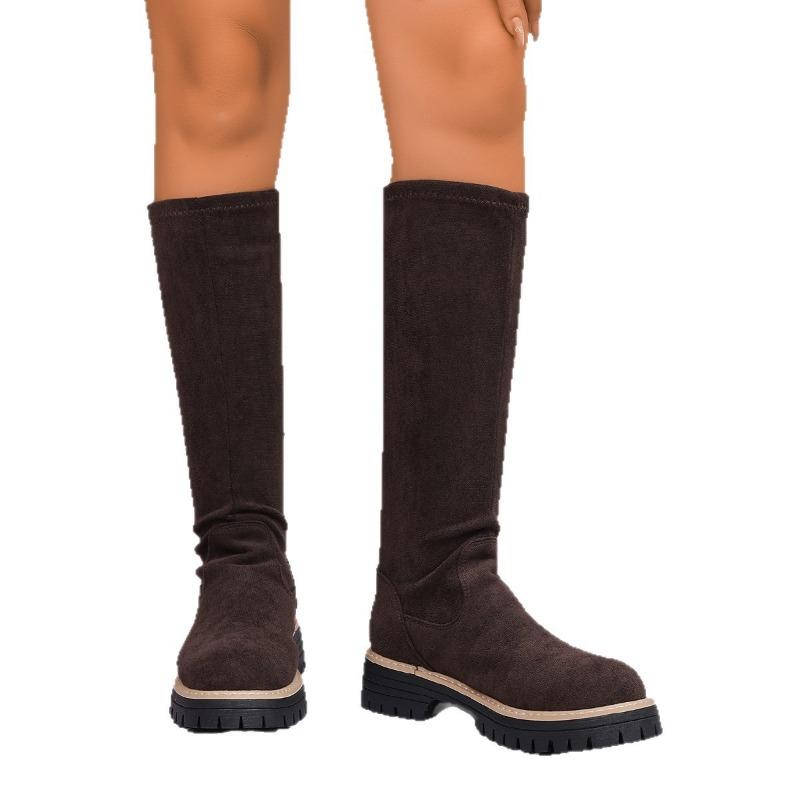 Новые женские ботинки на высокой платформе с толстой подошвой, больших размеров и эластичные ботинки