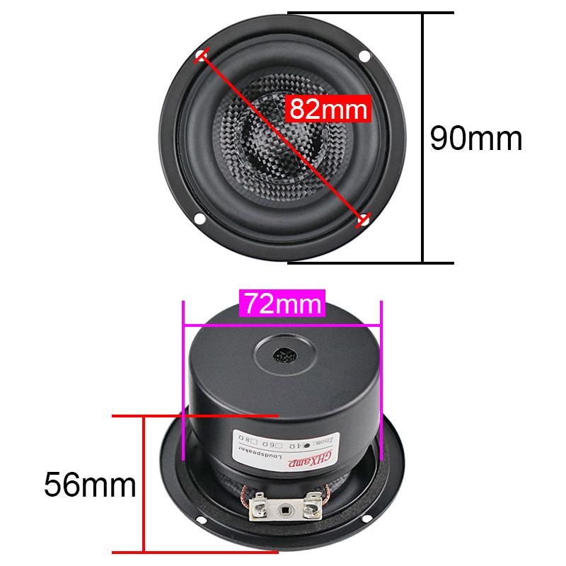 GHXAMP Fiberglass Braided 3 Inch Woofer Subwoofer Hifi Speaker Unit Powerful Low Frequency 4OHM 25W Waterproof 2PCS