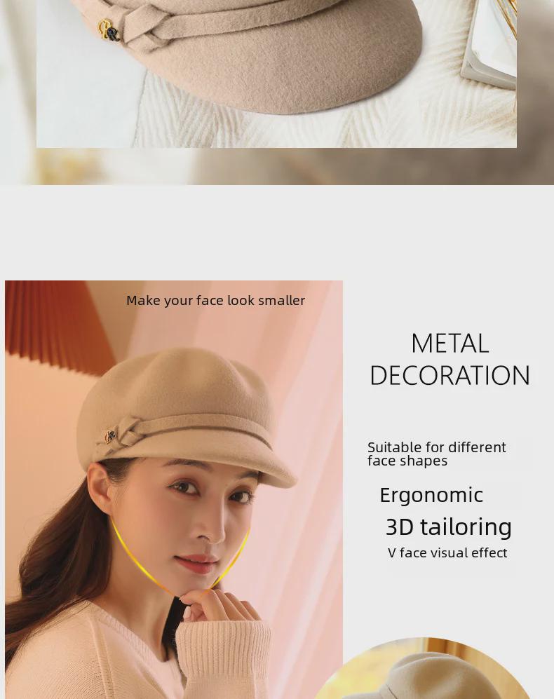 Женский берет в корейском стиле: Шляпа художника из шерстяного фетра на осень/зиму — повседневный газетчик и восьмиугольный дизайн в британском стиле