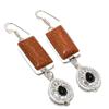 Red Sunstone, Onyx Gemstone 925 Sterling Silver Gift Jewelry Earring 2.96"