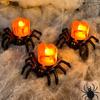 12pcs Halloween Spider LED Electronic Candle Light Black Decoration Lamp Holiday Home Party for Yard Haunted House Decor
