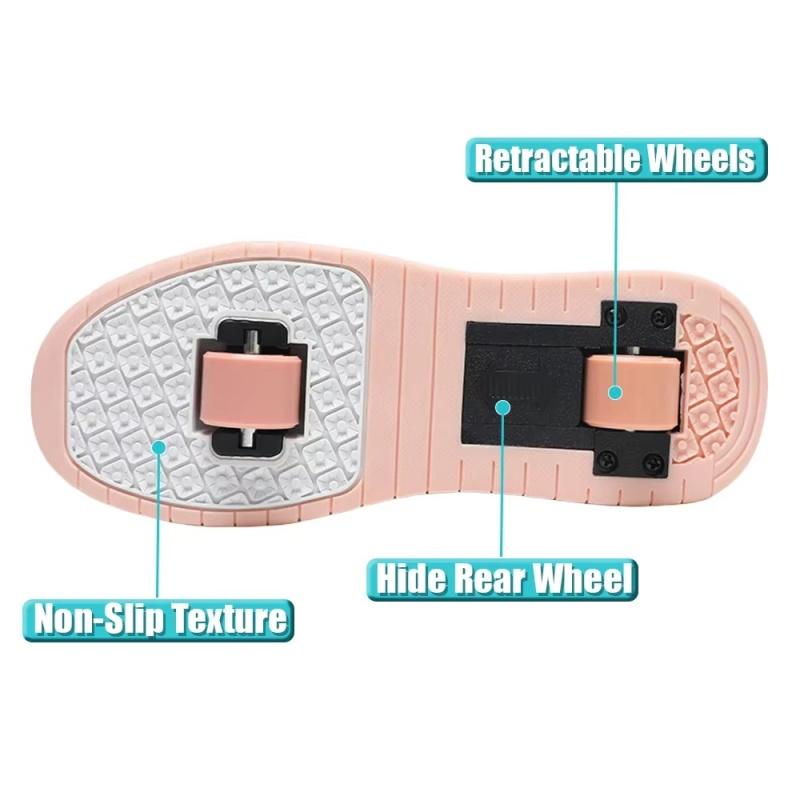 Женские двухколесные роликовые коньки Модные кроссовки для девочек с колесиками Выдвижные Двойного назначения детские Конькобежные Спортивная обувь