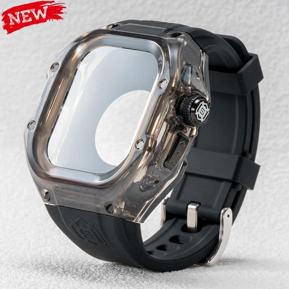 Роскошный прозрачный чехол для ремешка Apple Watch Ultra 2 49 мм, набор для модификации, силиконовый ремешок для IWatch Ultra 49 мм, резиновый браслет