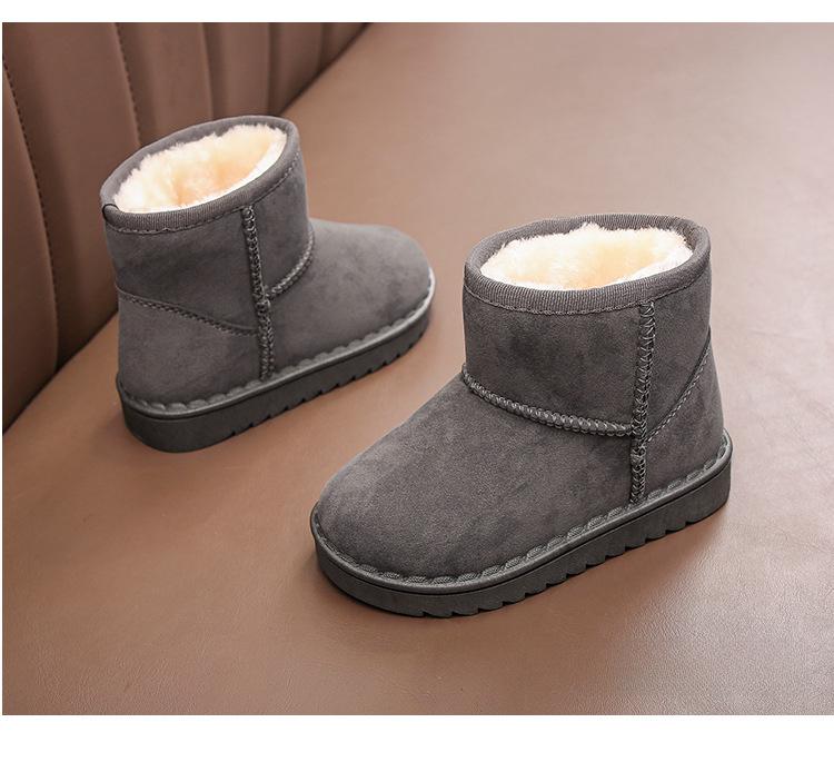 Kids' 2024 Winter Snow Boots - New Style Suede Short Boots for Boys and Girls, Plus Velvet Lined for Warmth
