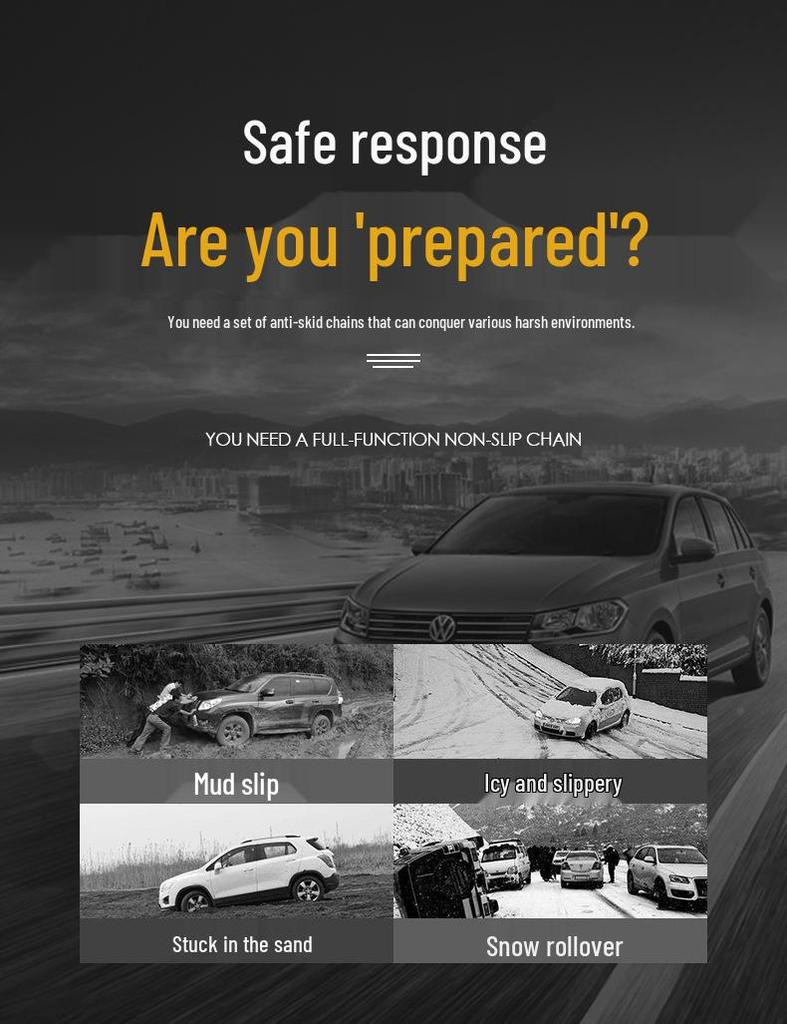 Универсальные автомобильные цепи противоскольжения для седанов и внедорожников - для экстренного использования в снег и грязь