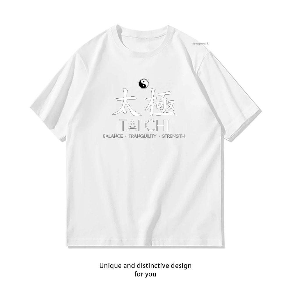 Tai Chi Spiritual balance tranquility strength Tshirt Woman Man Summer Cotton Cartoon printed Tshirt Adult Classic Oneck