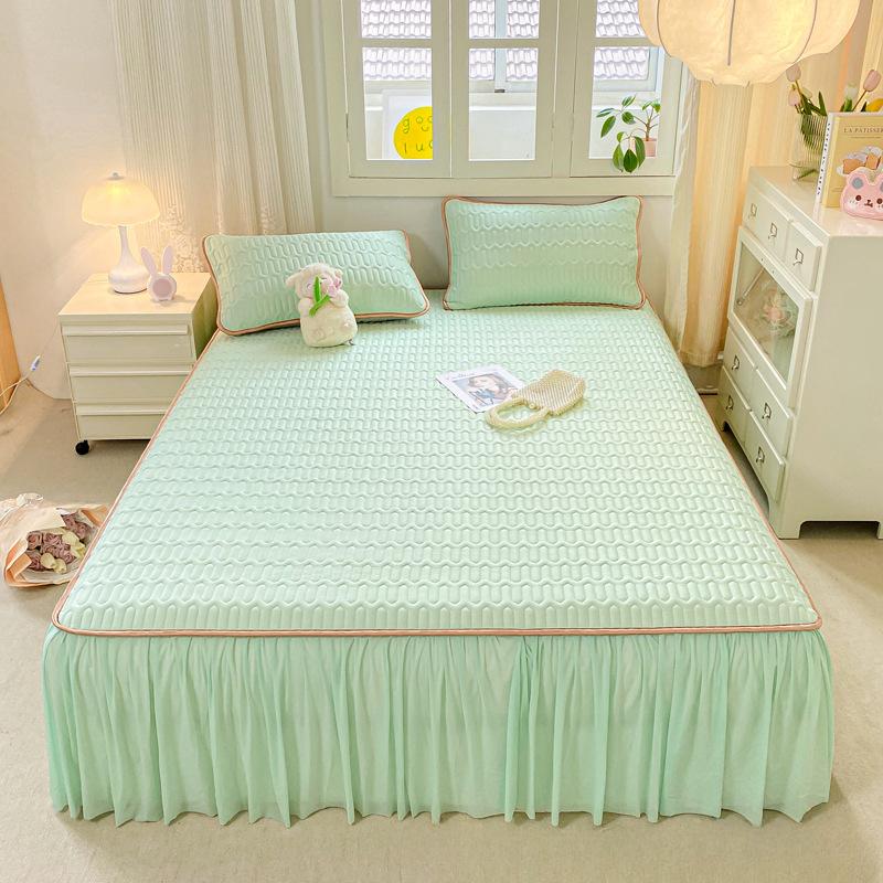 Новый свежий однотонный кружевной крутой латексный летний коврик-юбка-кровать, комплект из трех предметов