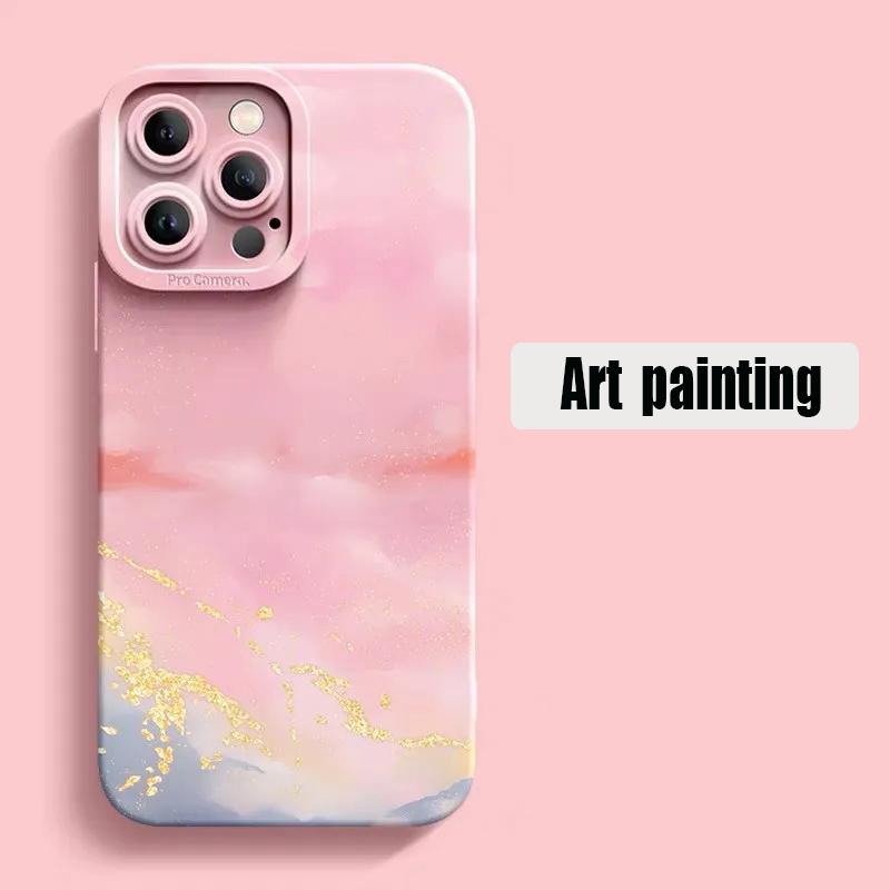 Акварельный чехол для телефона с золочением для iPhone 16 15 14 13 12 11 Pro Max Mini X XR XS MAX SE 2020 8 7 15 Plus SE 2022 Мягкая крышка