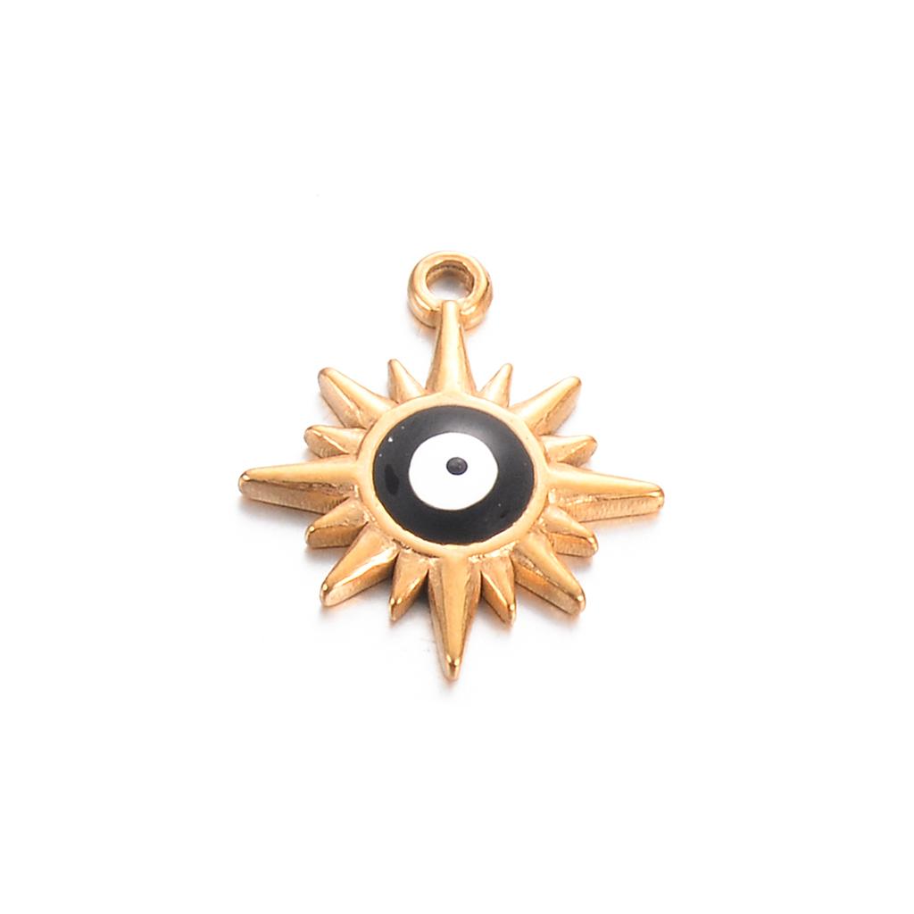 pcs/lot Evil Eyes Sun Charms Stainless Steel Pendants for DIY Necklace Jewelry Making Supplies wholesale