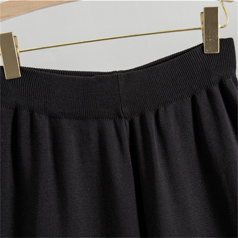 Женский осенне-зимний вязаный костюм с широкими брюками и свитером, свободный и стильный костюм-двойка