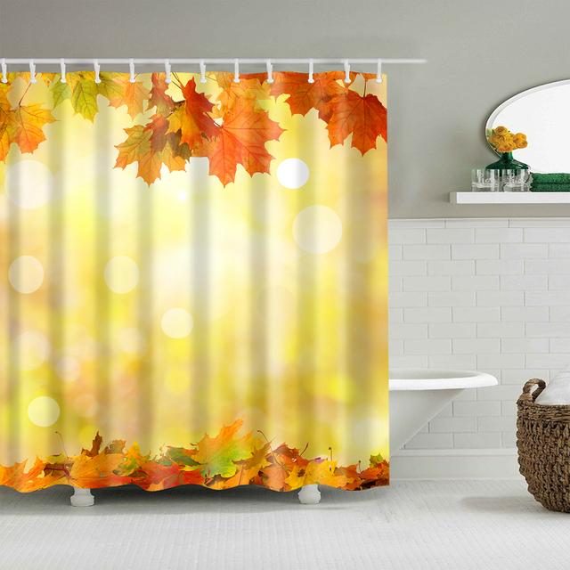 Chinese Style Flower Branch Landscape Shower Curtain 3D Printing Sunflower Bathroom Accessories Sets Waterproof Polyester Screen