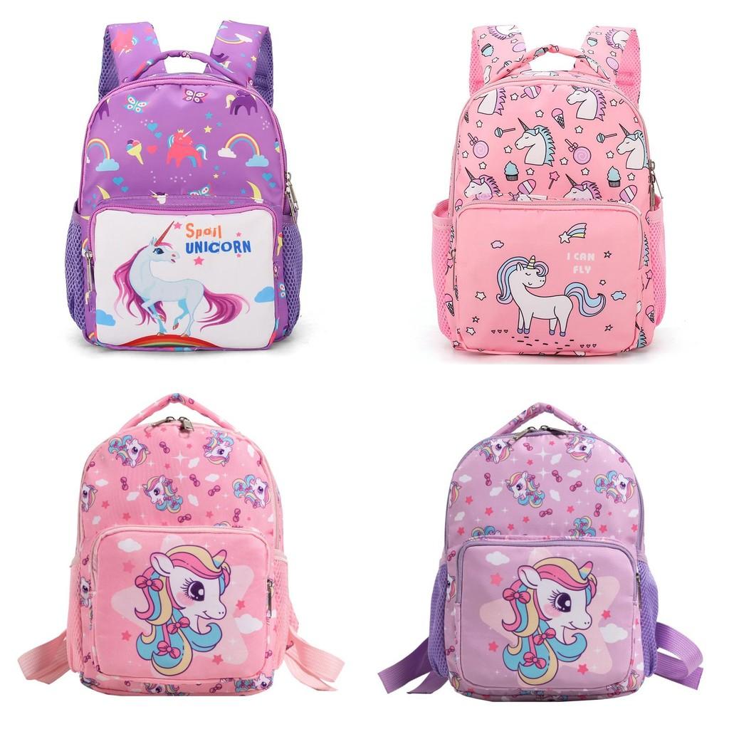 Printed Cartoon Unicorn Backpack Nylon Construction Suitable For Children Daily
