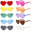 Women Colors Polycarbonate Heart Shape Tinted Party Sunglasses Girls Vintage Uv400 Colors Rimless Polarized Sun Glasses