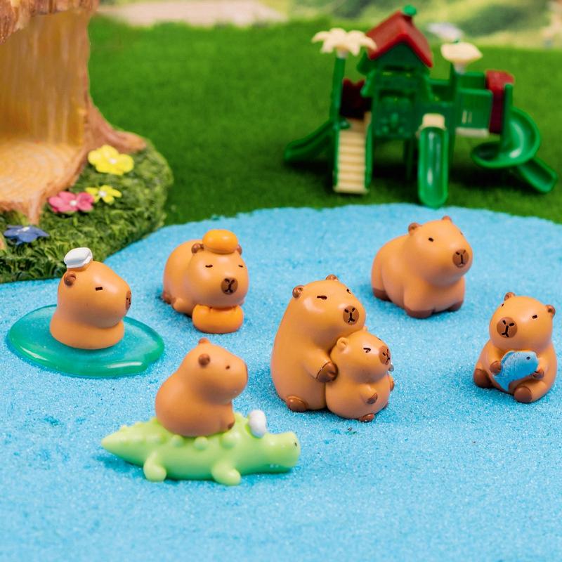 Мини Фигурка Капибары Украшение Настольные Аксессуары Украшение для Интерьера Автомобиля Смола Фигурка Миниатюрная Модель Животные Декор
