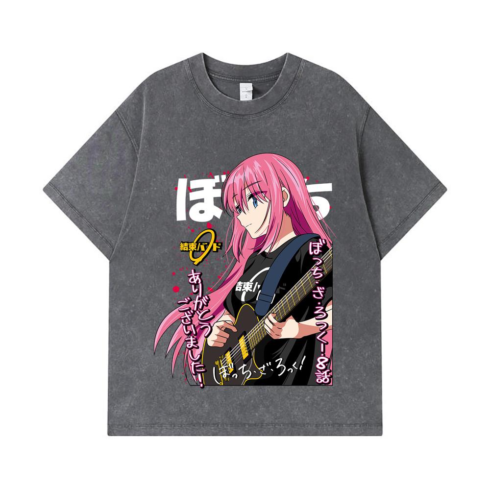 275 GSM Washed T-shirts 100% Cotton Bocchi The Rock V4 Print Unisex Heavy Cotton T Shirt