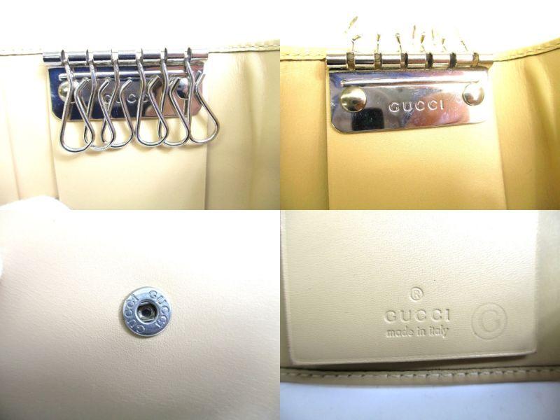 Authentic GUCCI Logo Beige Leather 6 Pics Key Cases #9626  Refurbished
