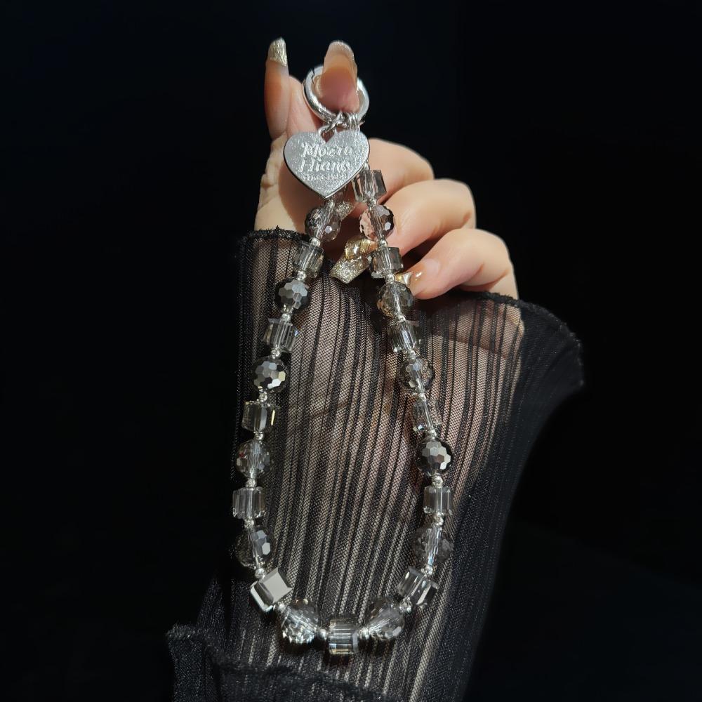 Короткая цепочка для телефона из хрустальных бусин, противоутерянный кулон-сердечко для телефона, ремешок для мобильного телефона, рождественские подарки