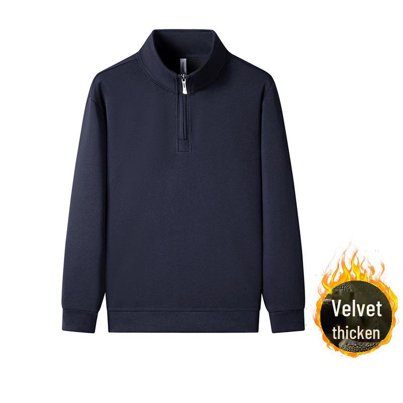 Мужской свитер в американском стиле с полумолнией и воротником-стойкой - модная толстовка из бархата весна/осень