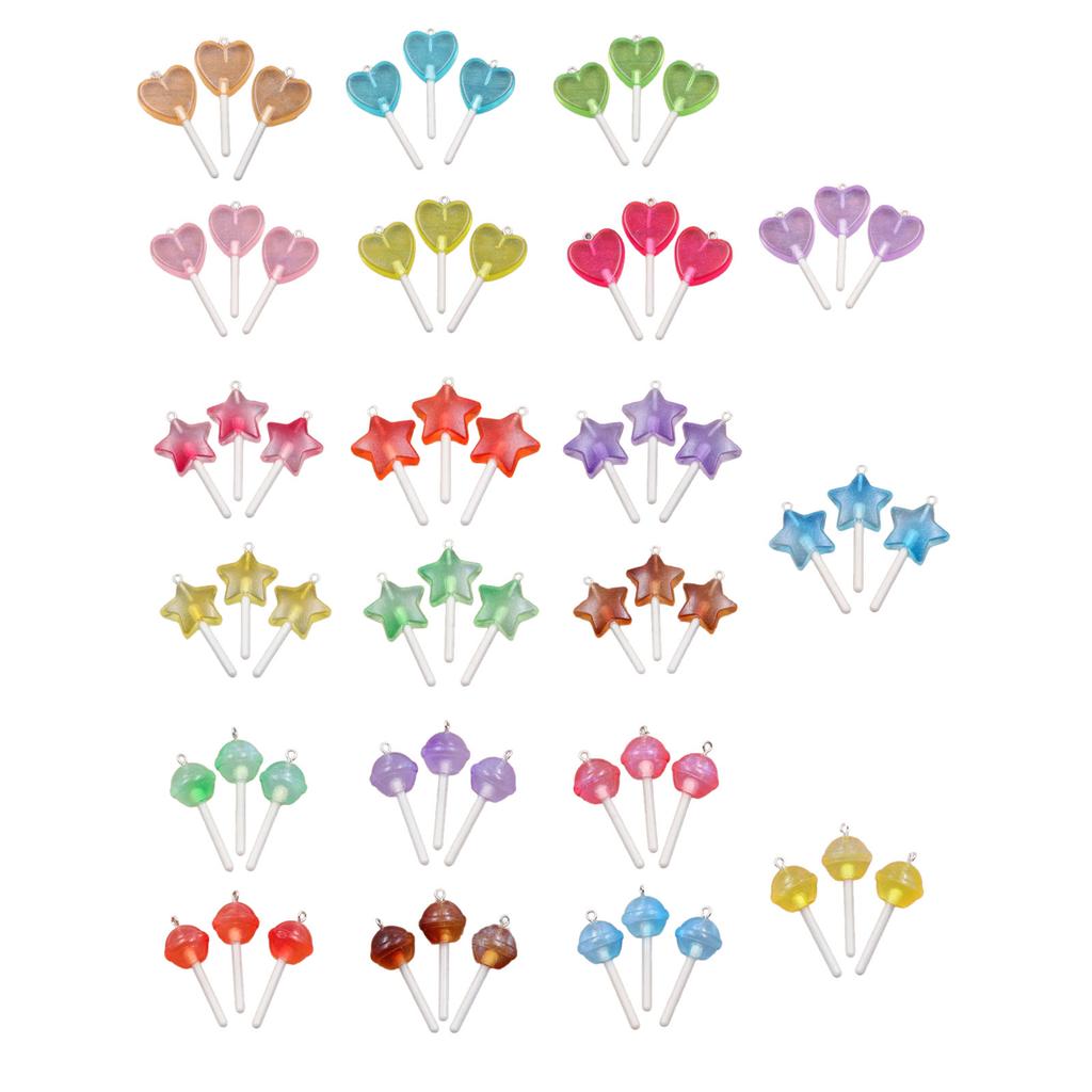 3 шт. Уникальная подвеска-леденец в форме звезды, сердца, круга с прочным покрытием из смолы для повседневной носки.