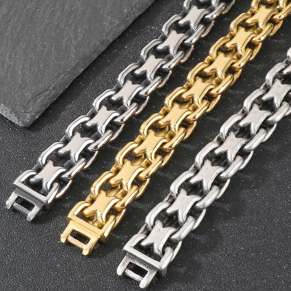 Vintage 50CM Long 20MM Width Choker Necklace Man Solid Polished Matte Stainless Steel Link Chain Necklaces for Men Male Jewelry