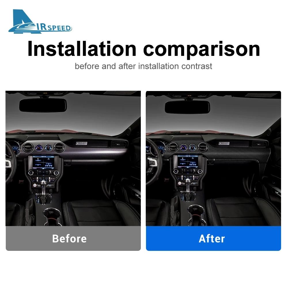 Наклейка для Ford Mustang 2015-2022 из настоящего углеродного волокна, крышка приборной панели автомобиля, панель приборов, внутренняя отделка, авто с правым рулем и левым рулем