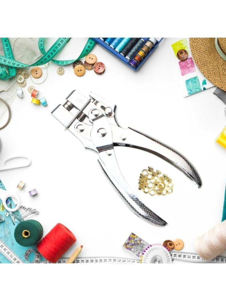 Eyelet Set, Eyelet Pliers Metal Eyelets 3mm & 5mm Grommet Tool Kit with Hole Punch Tarpaulin Eyelets Installation Tools