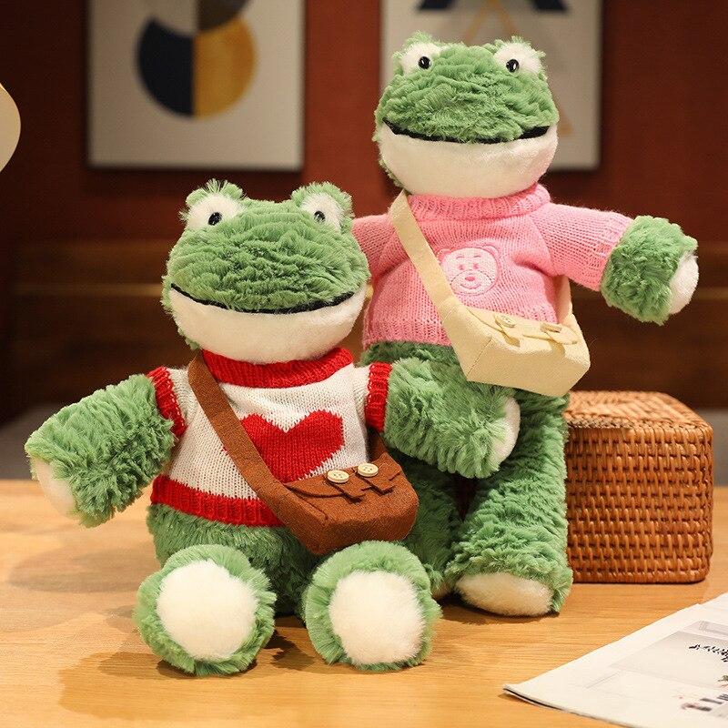 36 см кавайная плюшевая плюшевая лягушка с улыбкой, милая одежда, плюшевые куклы-лягушки, пушистая подушка с животными, детский рождественский подарок