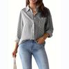 Spring new women's fashion loose striped shirt casual breathable long-sleeve top