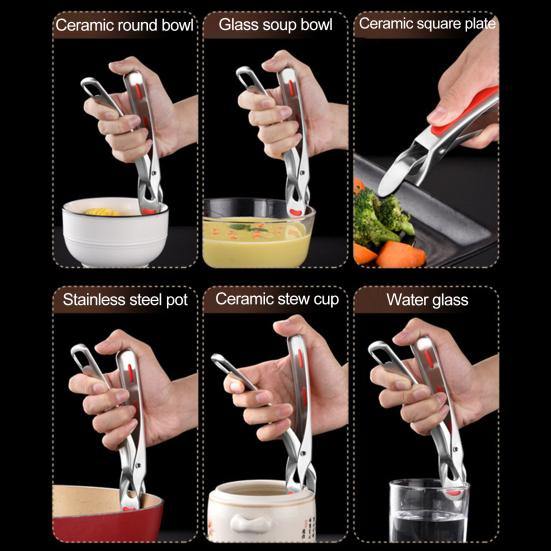 Pot Bowl Gripper with Non-slip Handle Heat-Resistant Anti-scalding Hot Bowl Holder Dish Pan Gripper Clip Kitchen Tool
