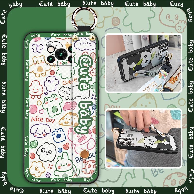 Dirt-resistant Wrist Strap Phone Case For Xiaomi Poco X3 NFC/X3 Pro Durable Cartoon Shockproof Waterproof Protective