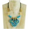 [R4305] - Handmade Necklace 'Mistinguette' Turquoise Beige (Sakura) - 11x10cm