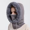 Hat Soft Winter Fur Cap Mask Set Hooded for Women Knitted Cashmere Neck Warm Balaclava Bicycle Hat Thick Plush Fluffy Ski Windproof Hat