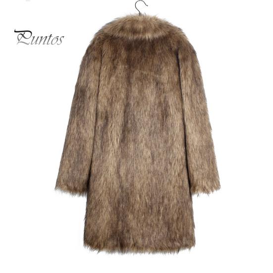 Мужское длинное пальто из искусственного меха с отворотом и длинным рукавом, ветрозащитное пальто с открытым передом, утолщенное теплое пальто из искусственного меха