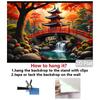 1 piece of 2D plane, Japanese garden autumn scene, polyester photographic 2D background cloth