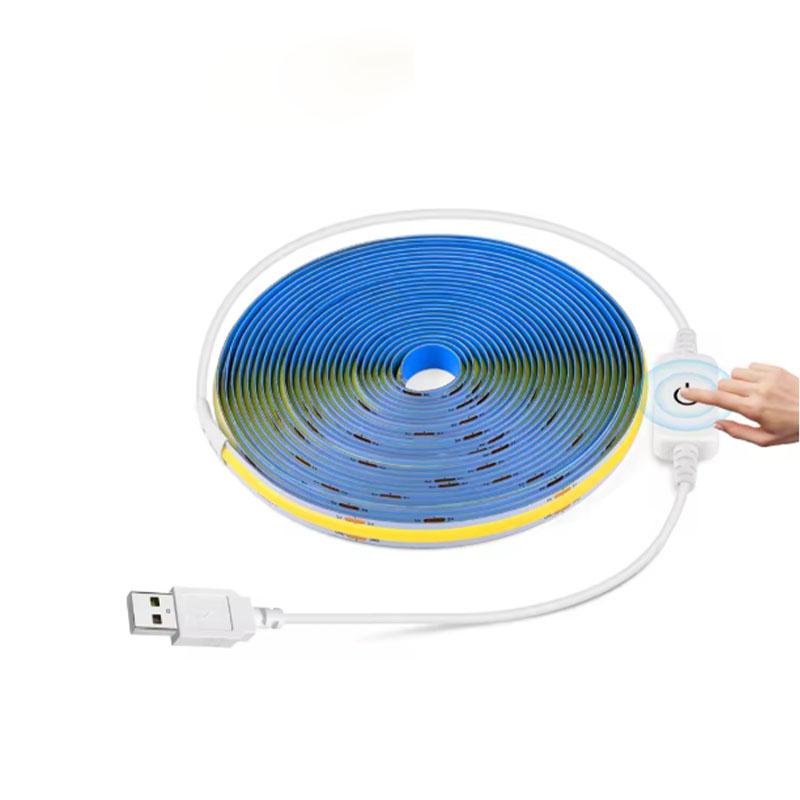 5V USB COB LED Strip Lights Hand Sweep Switch/Touch Control/Push Switch For House Cabinet Room Decoration 1M 2M 3M Lighting Lamp
