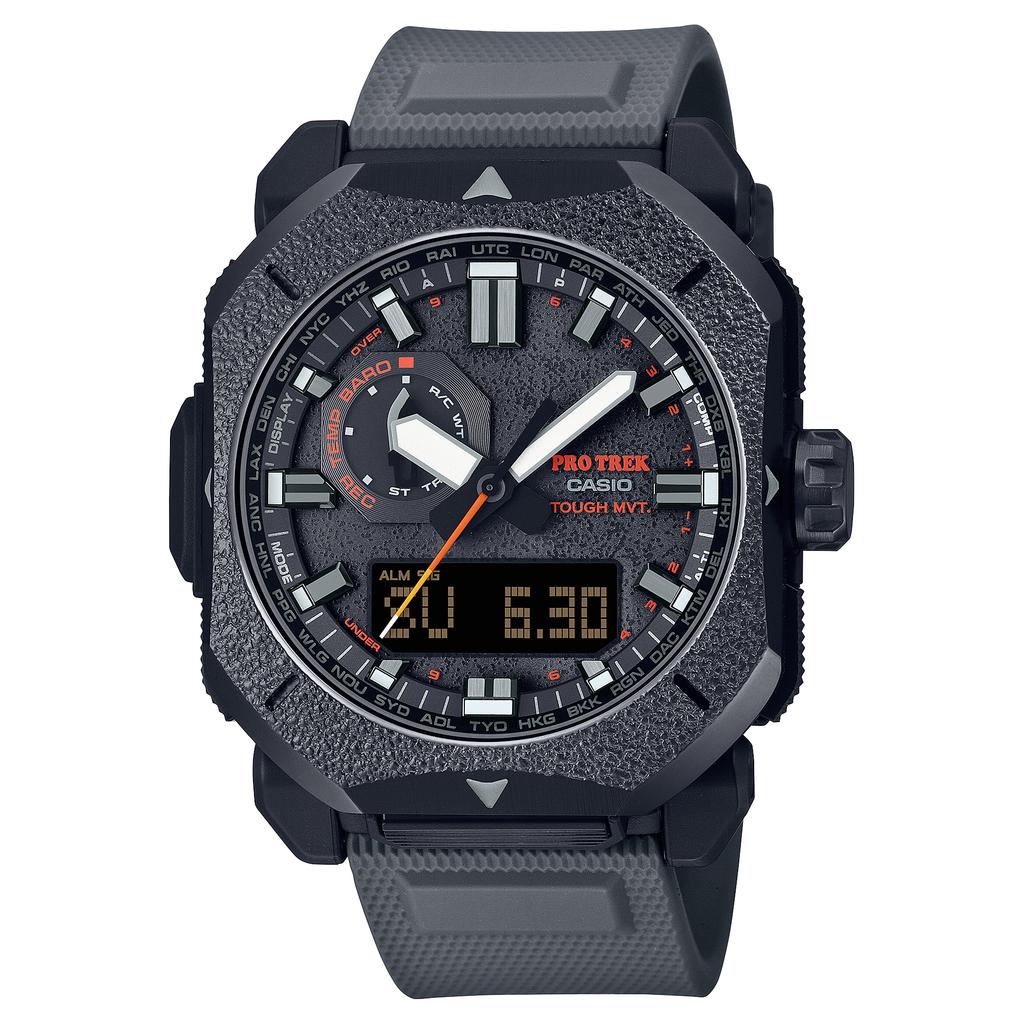Casio Мужские цифровые кварцевые часы с будильником, водонепроницаемые до 100 м, из нержавеющей стали PRW-6900BF-1