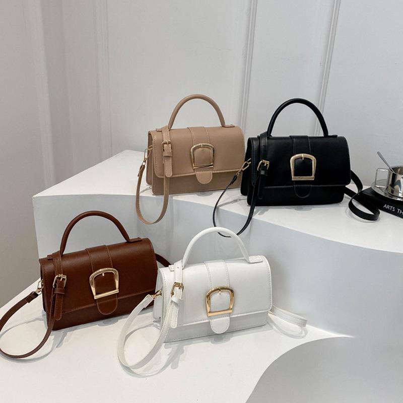 Однотонные модные женские сумки с верхней ручкой для повседневного использования, повседневные универсальные квадратные сумки через плечо, женские маленькие сумки