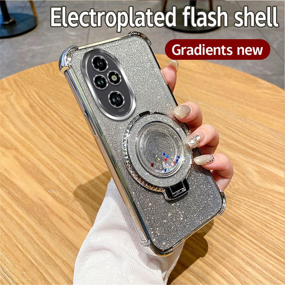 Магнитная подставка-перетекающий песок Чехол для телефона для Honor 200 100 90 80 70 60 50 Pro Градиент Глиттер Ударопрочный Мягкий Силиконовый Чехол-подставка