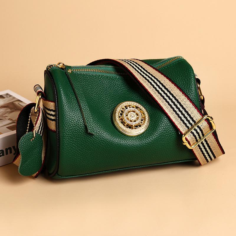 Кожаная женская сумка, новая простая модная сумка через плечо на одно плечо с широким ремешком