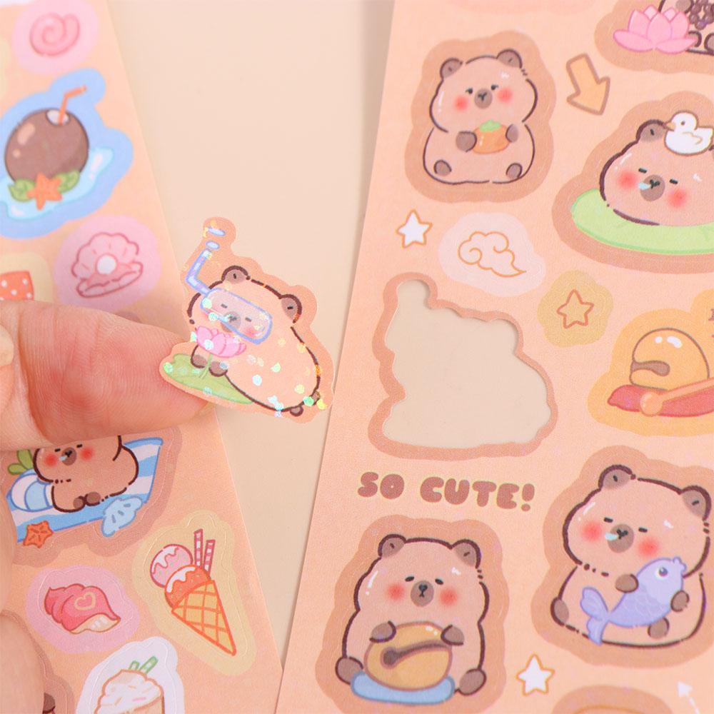 10Sheets Scrapbooking Capybara Stickers School Supplies Kids Toys Sticker Notebook