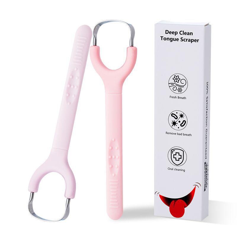 Stainless Steel Tongue Scraper Tongue Odor Cleaner Opening Dip Handle U-shaped Open Tongue Scraper Oral Cleaning