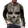 Футболка мужская с длинным рукавом и круглым вырезом с принтом черепа 3D Digital Printed Spring Autumn